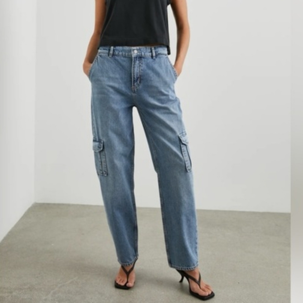 Rails Speedway Cargo Boyfriend Jean Breezy Blue Wash Size 28